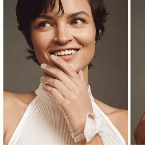 Anthropologie Sheer White Bridal Gloves